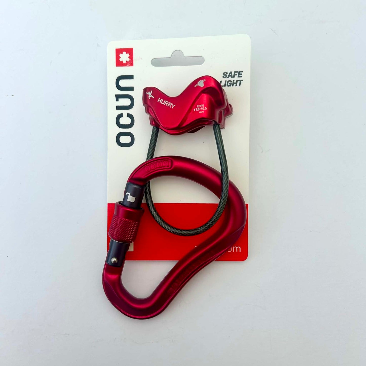 Ocun Hurry Belay Plate (Red) and Eagle HMS Locking Carabiner