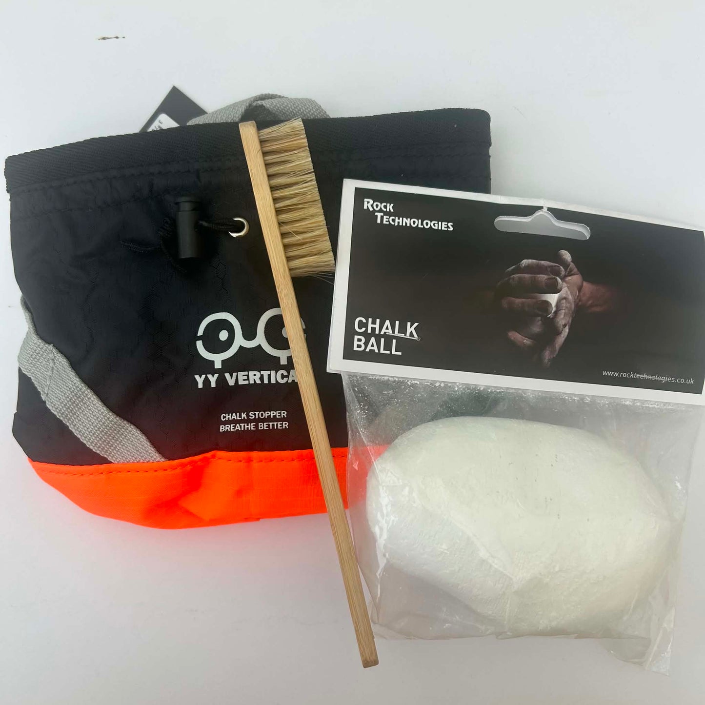 YY Vertical Chalk Bag c/w Rock Technologies Chalk Ball and Bouldering Brush