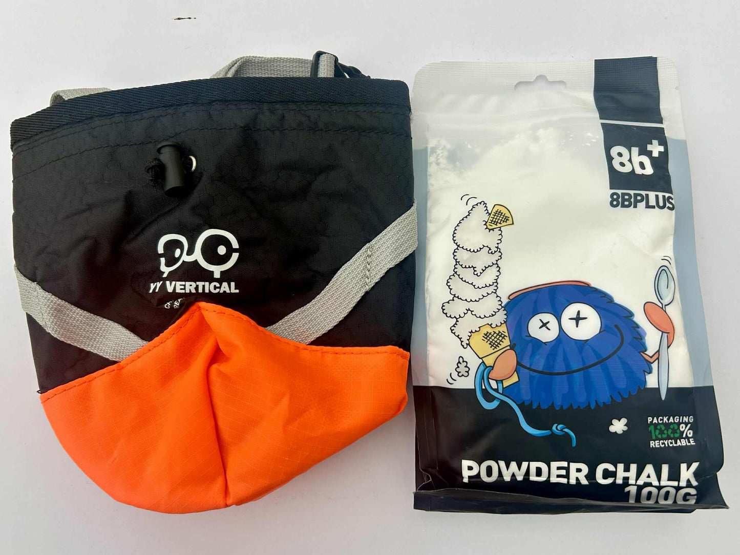 YY Vertical Chalk Bag and 100g pack 8b+ Powder Chalk