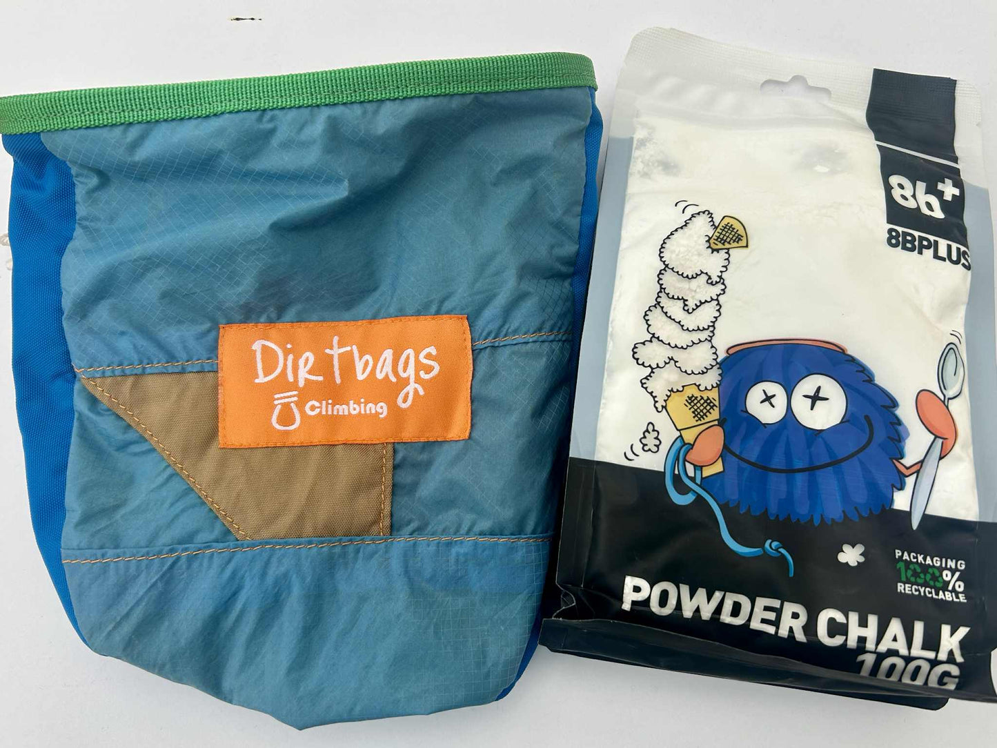 Dirt Bags Upcycled Chalk Bag and 100g 8b+ Powder Chalk