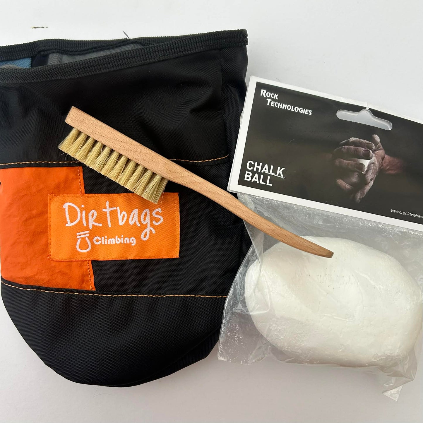 Dirt Bags Upcycled Fabric Chalk Bag, Metolius Boulder Brush and Chalk Ball