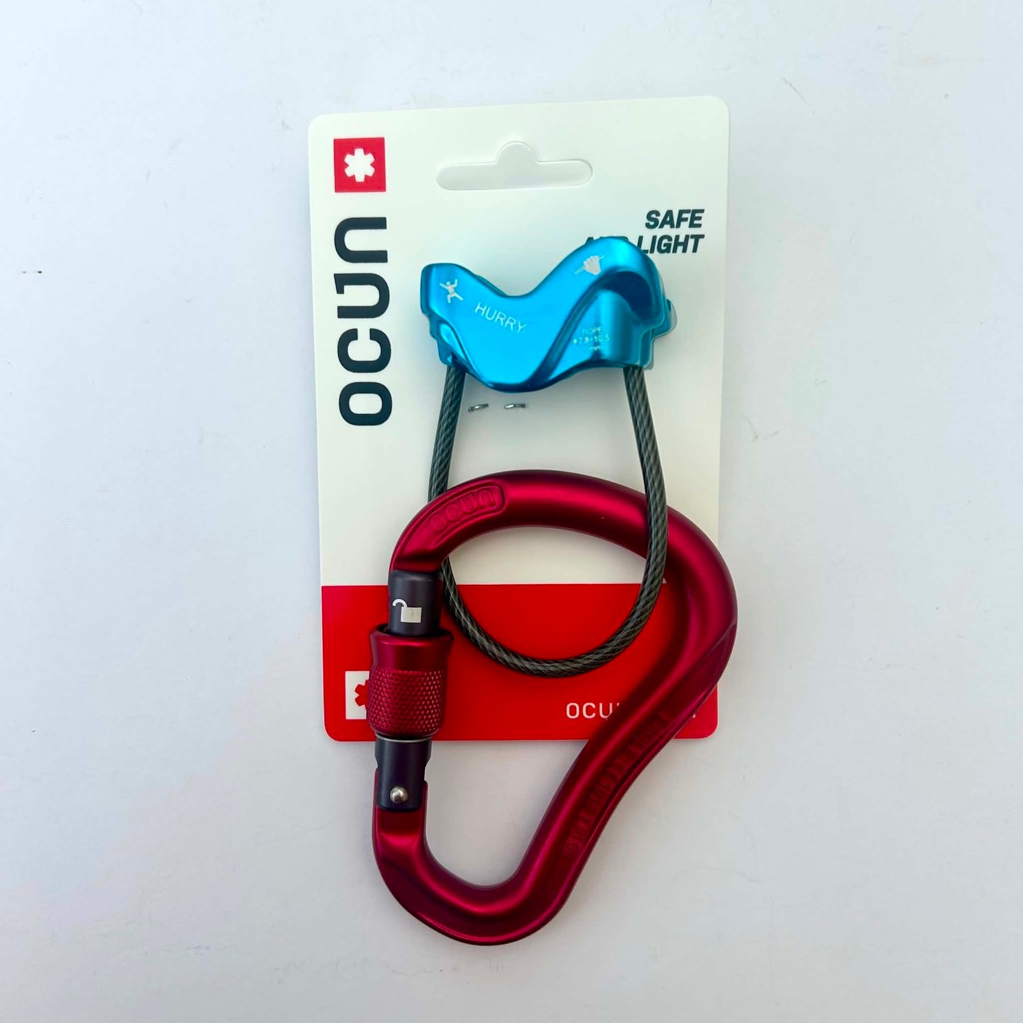 Ocun Hurry Belay Plate (Blue) and Eagle HMS Locking Carabiner