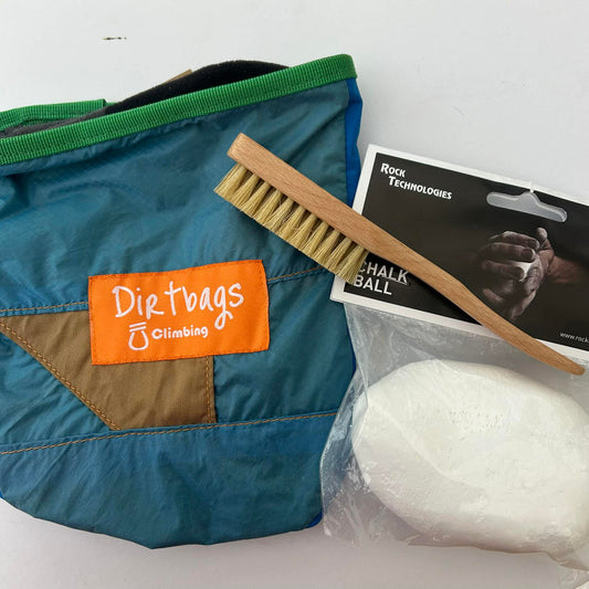 Dirt Bags Upcycled Fabric Chalk Bag, Metolius Boulder Brush and Chalk Ball