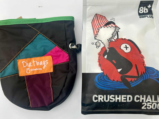 Dirt Bags Upcycled Chalk Bag and 250g pack 8b+ Crushed Chalk