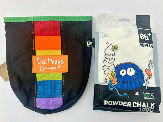 Dirt Bags Upcycled Chalk Bag and 100g 8b+ Powder Chalk