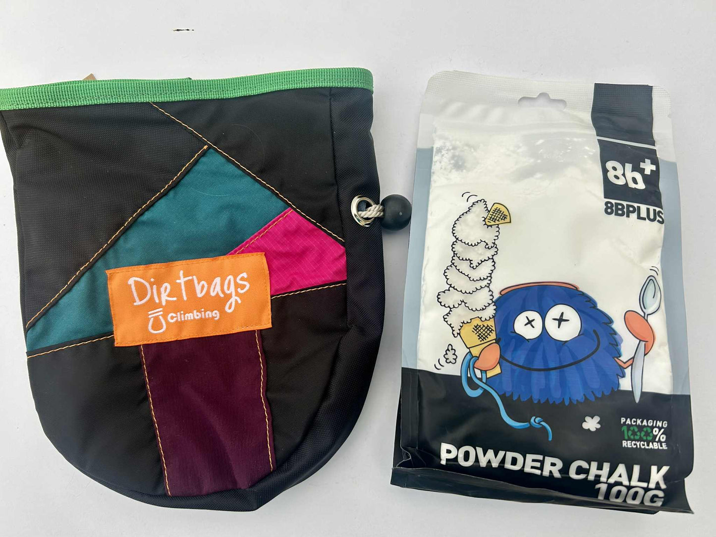 Dirt Bags Upcycled Chalk Bag and 100g 8b+ Powder Chalk
