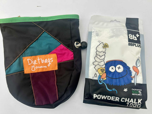Dirt Bags Upcycled Chalk Bag and 100g 8b+ Powder Chalk