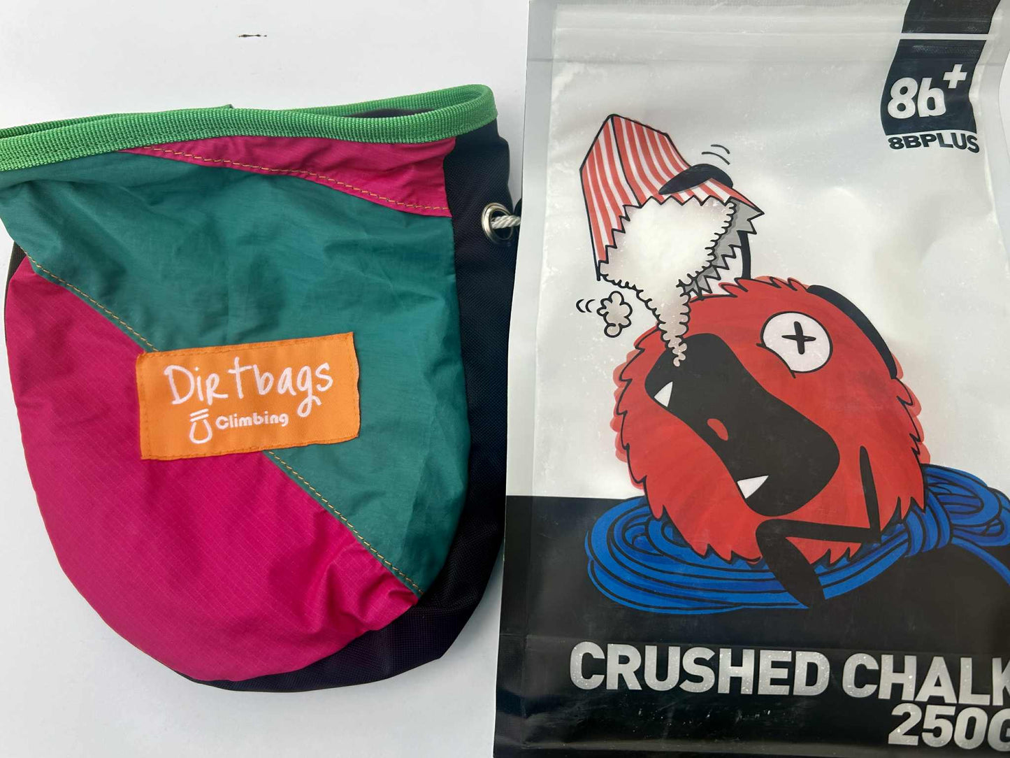 Dirt Bags Upcycled Chalk Bag and 250g pack 8b+ Crushed Chalk